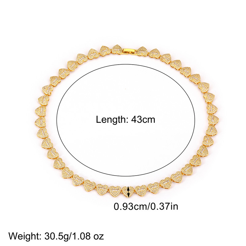 Nidin Romantic Heart & Round Shape Necklace, Shiny Crystal Zircon Chain for Women Perfect Valentines Day Jewelry Gift