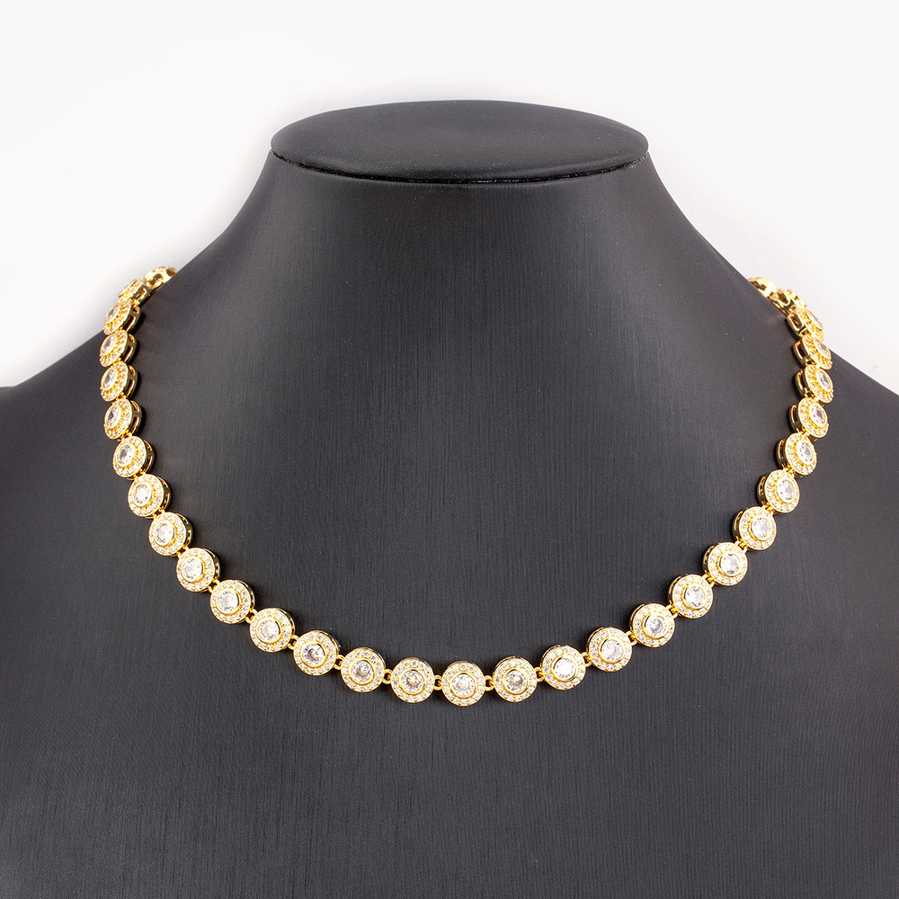 Nidin Romantic Heart & Round Shape Necklace, Shiny Crystal Zircon Chain for Women Perfect Valentines Day Jewelry Gift