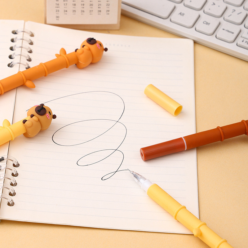 3PCS Cartoon Capybara Gel Pens Bamboo Design Soft Glue Cute Creative Stationery For Students Gift P 1