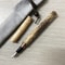 Handmade Natural Bamboo Wood Fountain Pen 0.5mm Fine Tip Beautiful Golden Stripes Perfect Business Office Gift