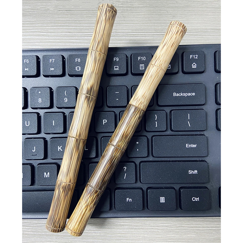 Handmade Natural Bamboo Wood Fountain Pen 0.5mm Fine Tip Beautiful Golden Stripes Perfect Business Office Gift