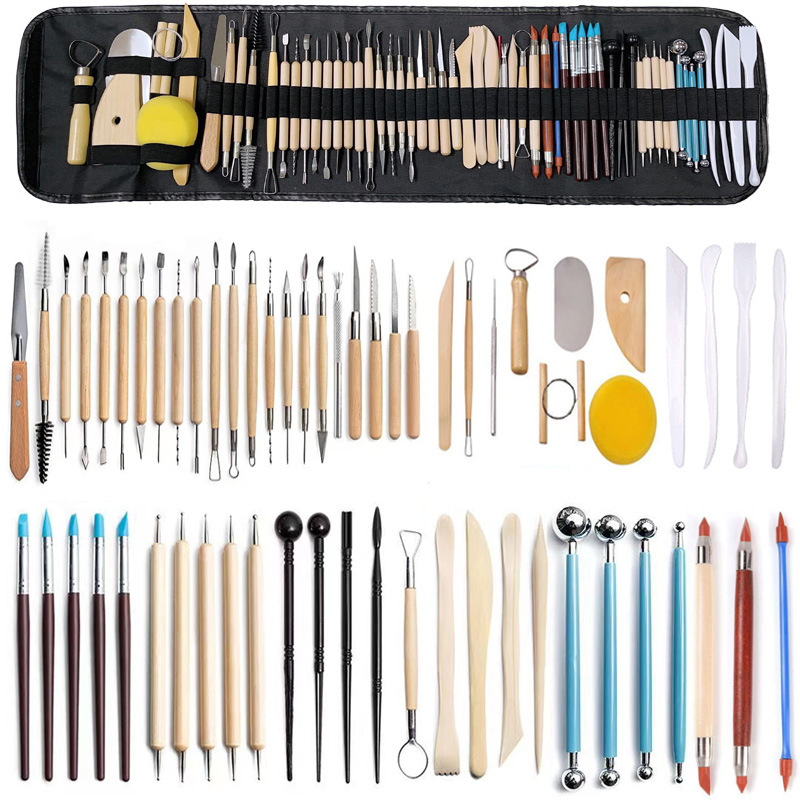 Ultimate Polymer Clay Tools Kit, Sculpture, Carving & Dot Painting Set with Silicone Drill Pen