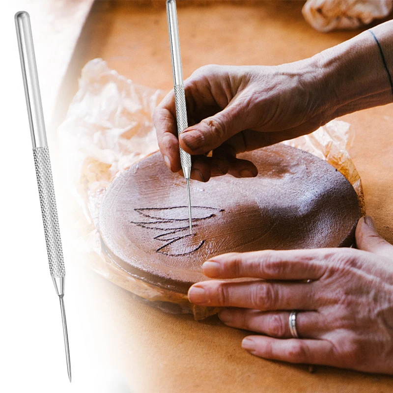 7 Pin Feather Wire Texture Tool for Polymer Clay Sculpting, Ceramics, Pottery & Cake Decorating, Alloy Modeling Brush