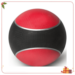 10lb red rubber medicine ball textured grip strength training crossfit gym workouts durable and high bounce