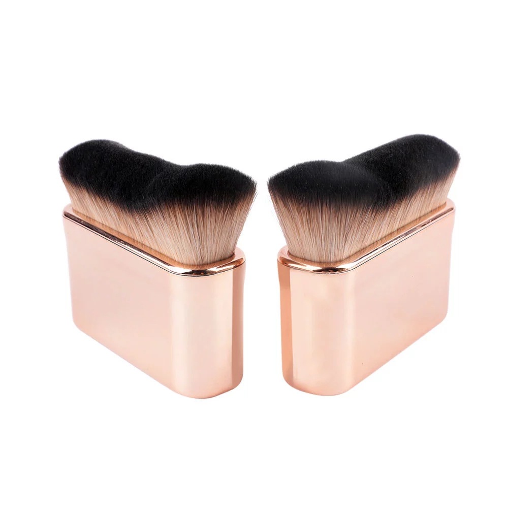 Big Angled Foundation Makeup Brushes Portable Cosmetic Tools, Liquid Bronzer Make up Brushes, Wavy Powder Face Essential