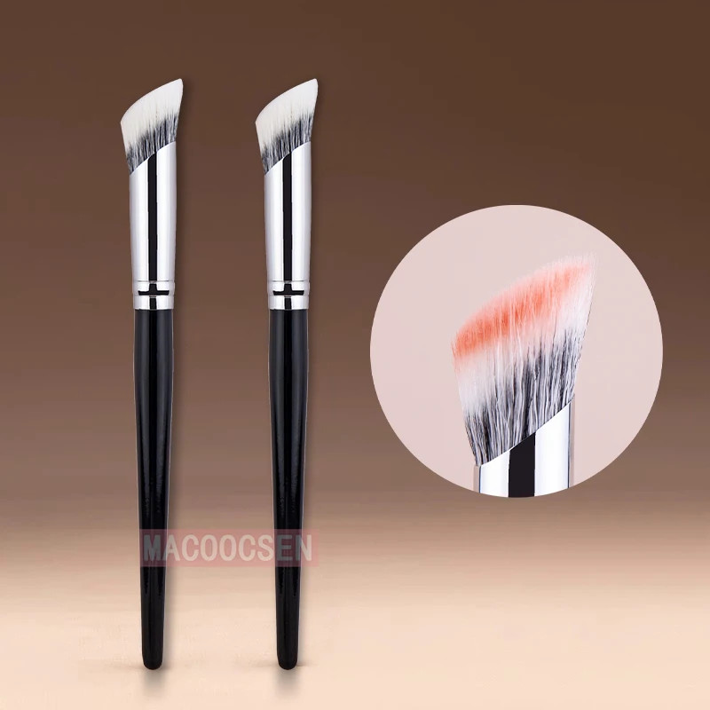 Angled Blush Brush Duo Fiber Goat Hair Stippling Diffusion Powder Liquid Blusher Makeup Brush Beaut 0