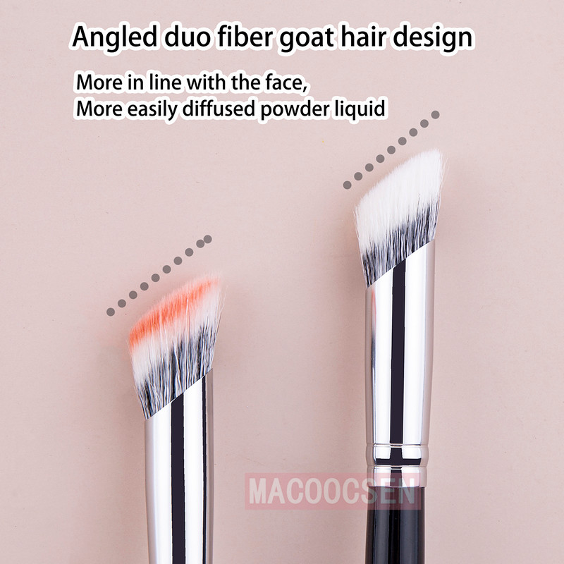 Angled Blush Brush Duo Fiber Goat Hair Stippling Diffusion Powder Liquid Blusher Makeup Brush Beaut 1