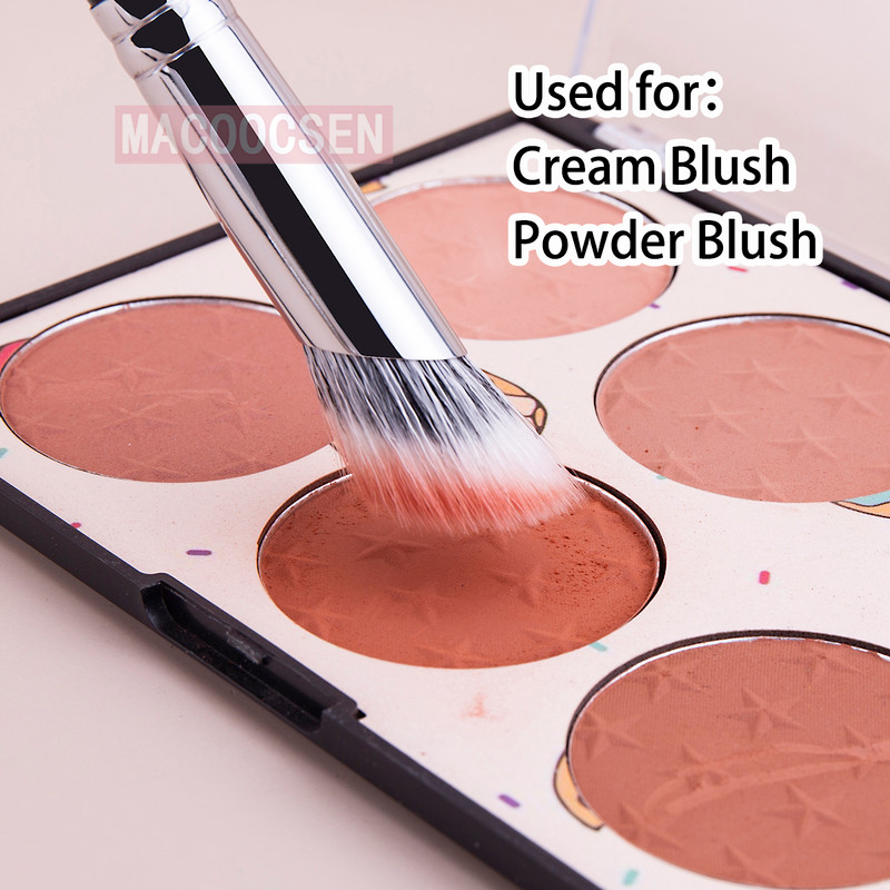 Angled Blush Brush Duo Fiber Goat Hair Stippling Diffusion Powder Liquid Blusher Makeup Brush Beaut 3