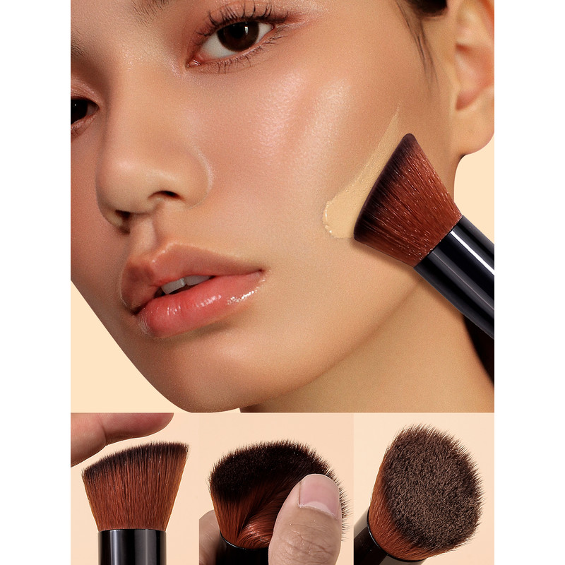 Angled Foundation Blush Brush Multipurpose Tool for Liquid Cream and Powder, Beginner Friendly Travel Essential Makeup