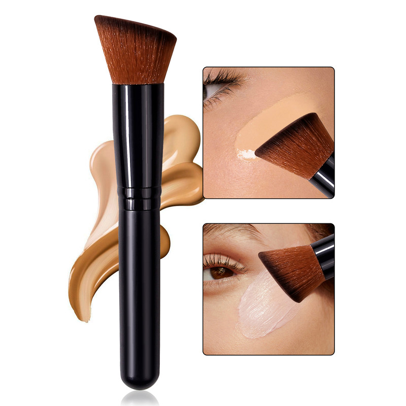 Angled Foundation Blush Brush Multipurpose Tool for Liquid Cream and Powder, Beginner Friendly Travel Essential Makeup