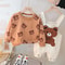 Baby Boys 1st Birthday Sets, Korean Style 2PC Outfit with Cute Bear Graphic T-shirt and Denim Overalls, Boutique Kids