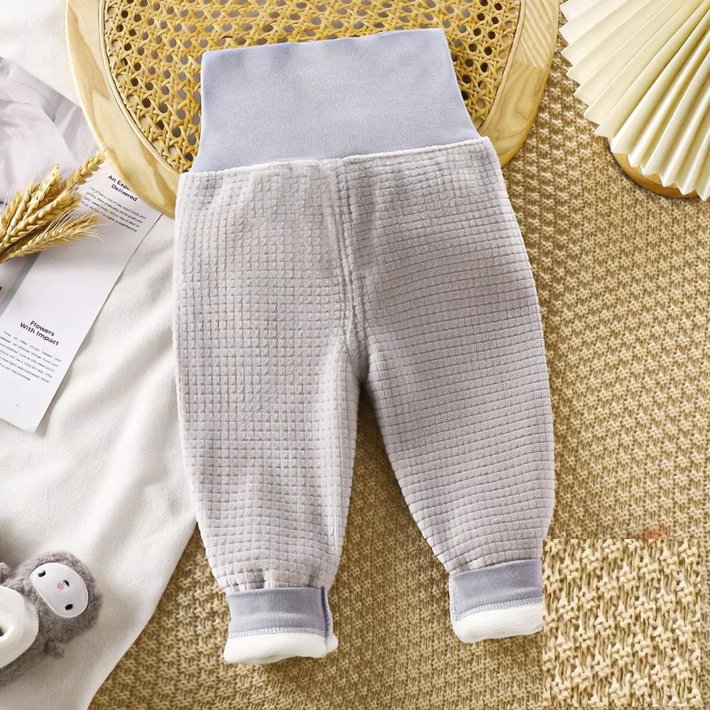 Toddler High Waist Fleece Thermal Pants Baby Solid Color Pajama Pants For Autumn Winter Clothing 1