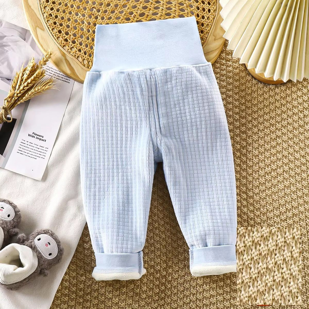 Toddler High Waist Fleece Thermal Pants Baby Solid Color Pajama Pants For Autumn Winter Clothing 3