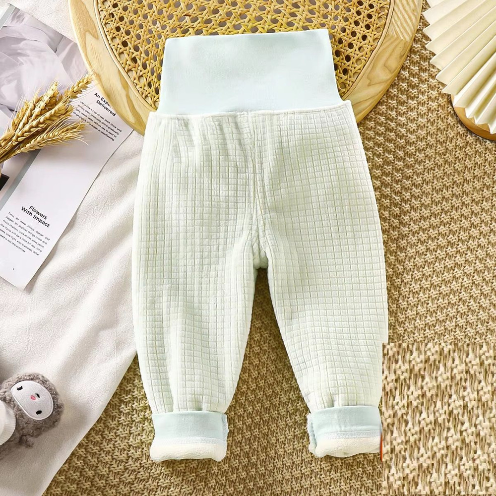Toddler High Waist Fleece Thermal Pants Baby Solid Color Pajama Pants For Autumn Winter Clothing 5