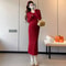 Autumn Winter Maternity Basic Dress, Slim Stretch Sweater Dress for Pregnant Women, Long Sleeve O-Neck Inner Dress