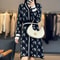 Elegant Autumn And Winter V-Neck Cashmere Dress for Women, Pure Wool Long Knitted Sweater Skirt with Waist Definition