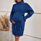 Maternity Photoshoot Dress, Pregnancy Knitted Sweater Dress with High Neck, Long Sleeves for Autumn Winter Warm Clothing
