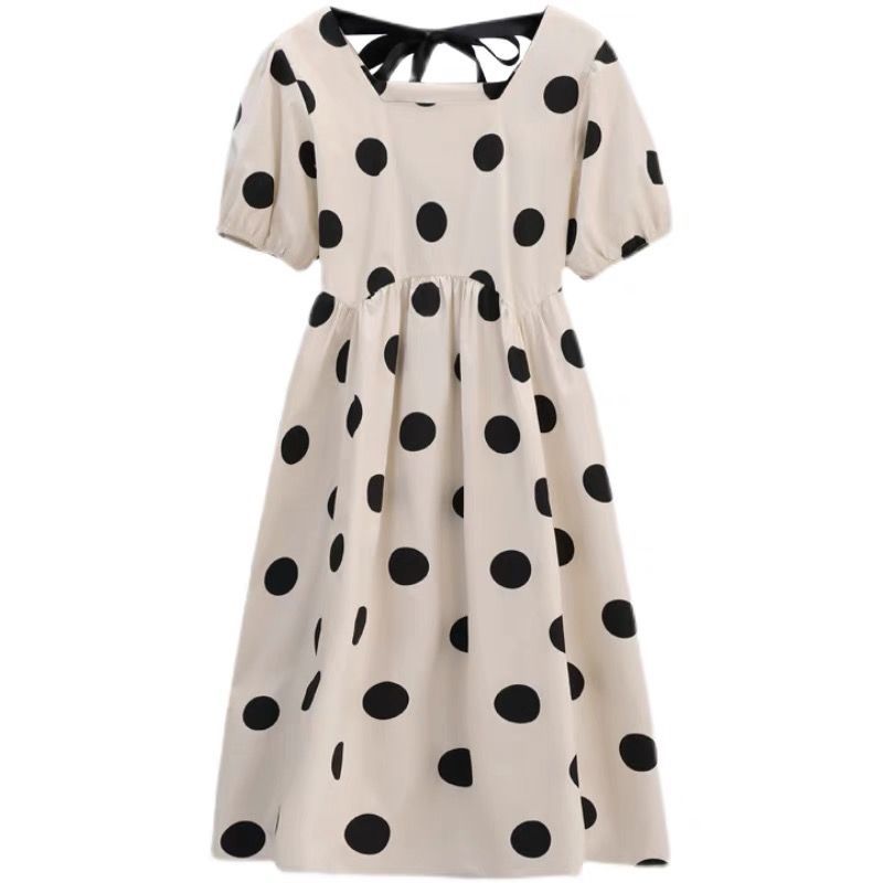 Maternity Fashion Summer Dress, High-End Fresh Dotty Skirt for Outdoors, Loose-Fit Pregnancy Clothes