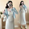 Pregnant Women's Temperament Wearing Spring Clothes, Pure Cotton Camisole Dress, Blue Cardigan Two-Piece Set