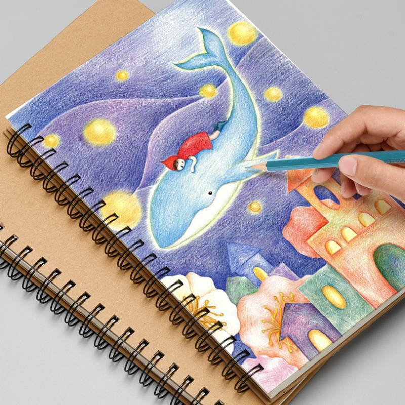 Vintage Loose Leaf Notebook, Watercolor Drawing Book, Multipurpose Scrapbooking Journal for Art, Travel, and Ideal