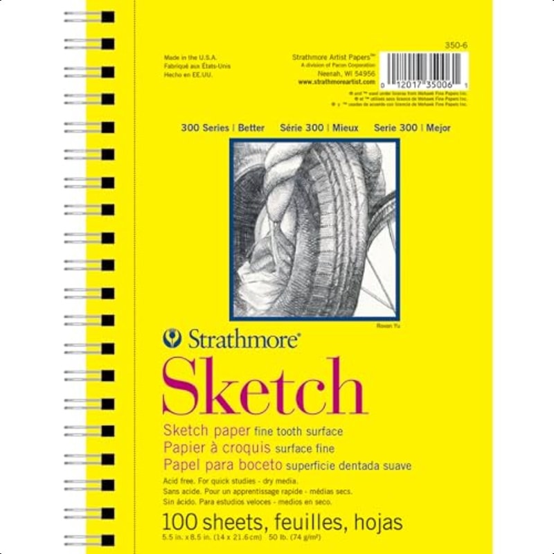 300 Series Sketch Pad, 5.5x8.5 inch, 100 Sheets Side Wire Bound Artist Sketchbook for Drawing, Illustration & Art Class