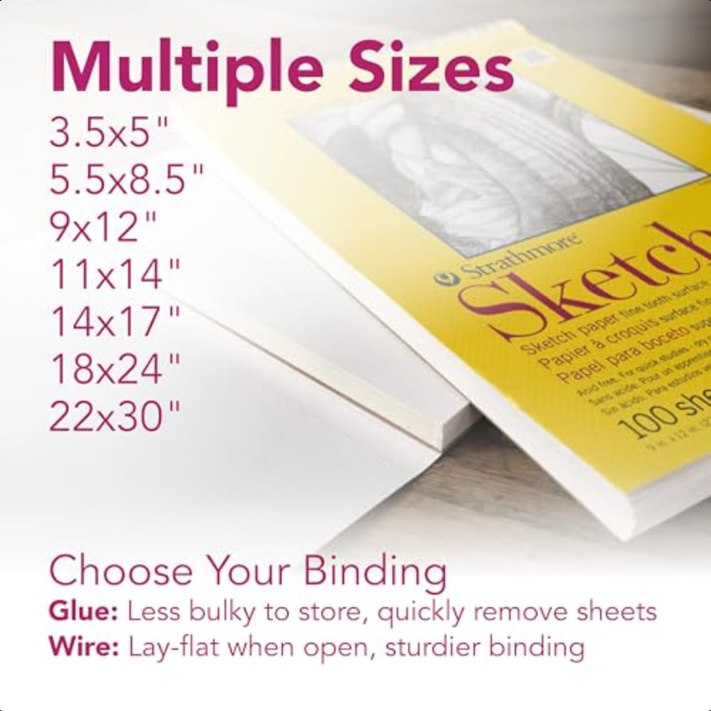 300 Series Sketch Pad, 5.5x8.5 inch, 100 Sheets Side Wire Bound Artist Sketchbook for Drawing, Illustration & Art Class