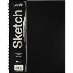 heavyweight sketch book, 75 sheets black poly cover for artists