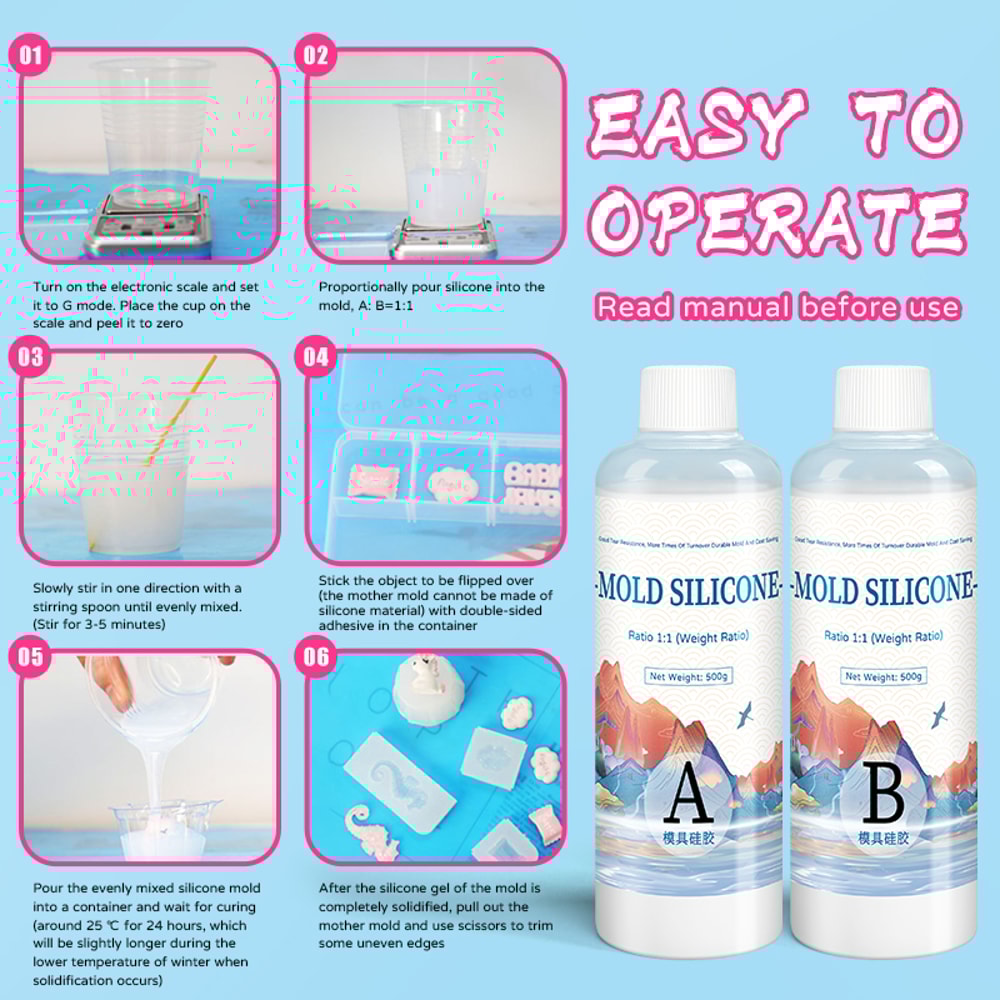 DIY Silicone Mold Making Kit, Fast Curing Liquid Rubber, Silicona Liquida Para Mold, Cured Silicone