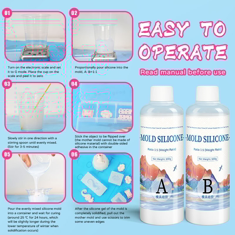 DIY Silicone Mold Making Kit, Fast Curing Liquid Rubber, Silicona Liquida Para Mold, Cured Silicone