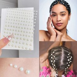 face pearls stick on, self adhesive pearl stickers, hair rhinestones, eyes makeup stickers