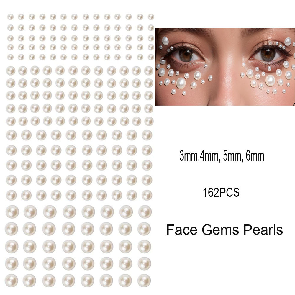 Face Pearls Stick On, Self Adhesive Pearl Stickers, Hair Rhinestones, Eyes Makeup Stickers