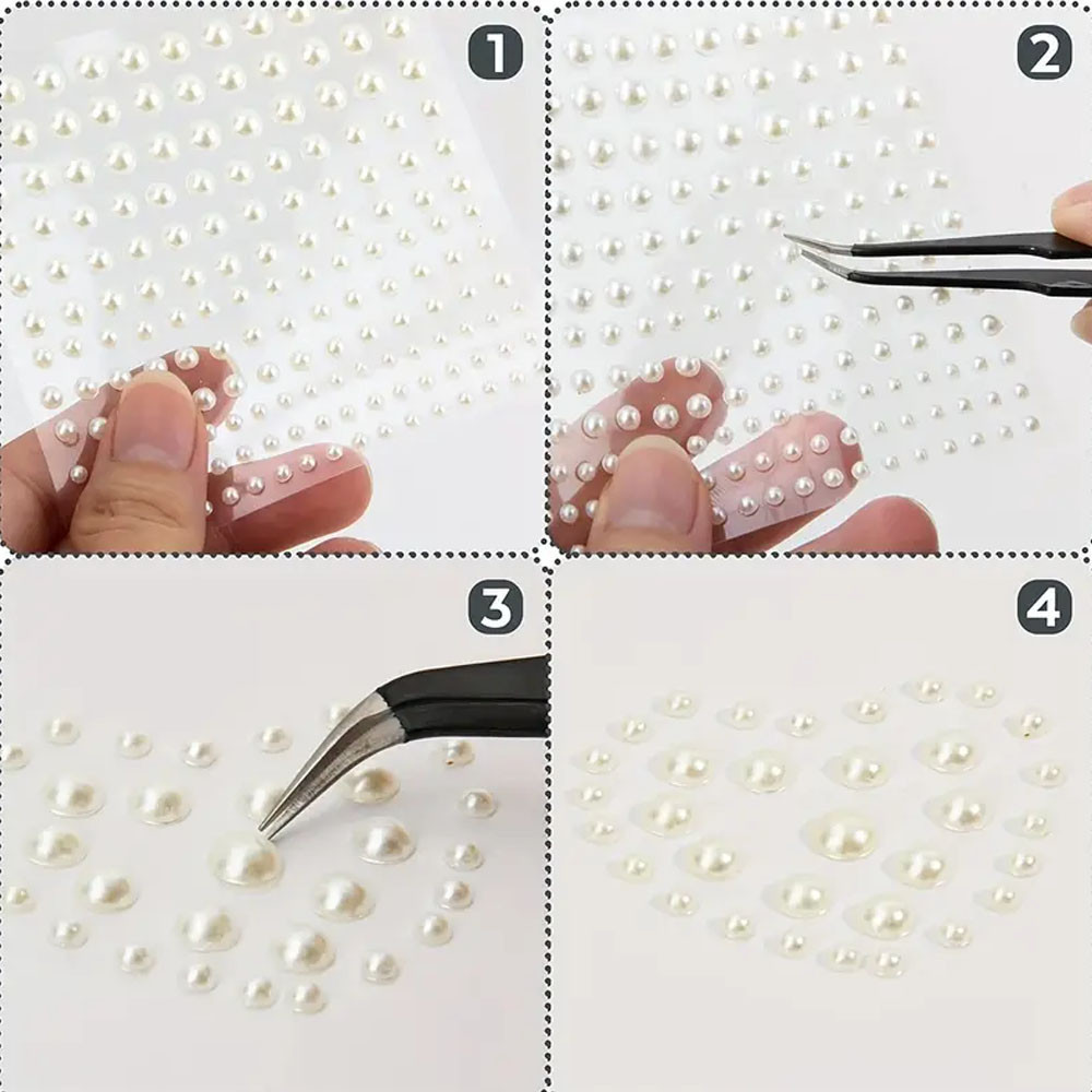 Face Pearls Stick On, Self Adhesive Pearl Stickers, Hair Rhinestones, Eyes Makeup Stickers