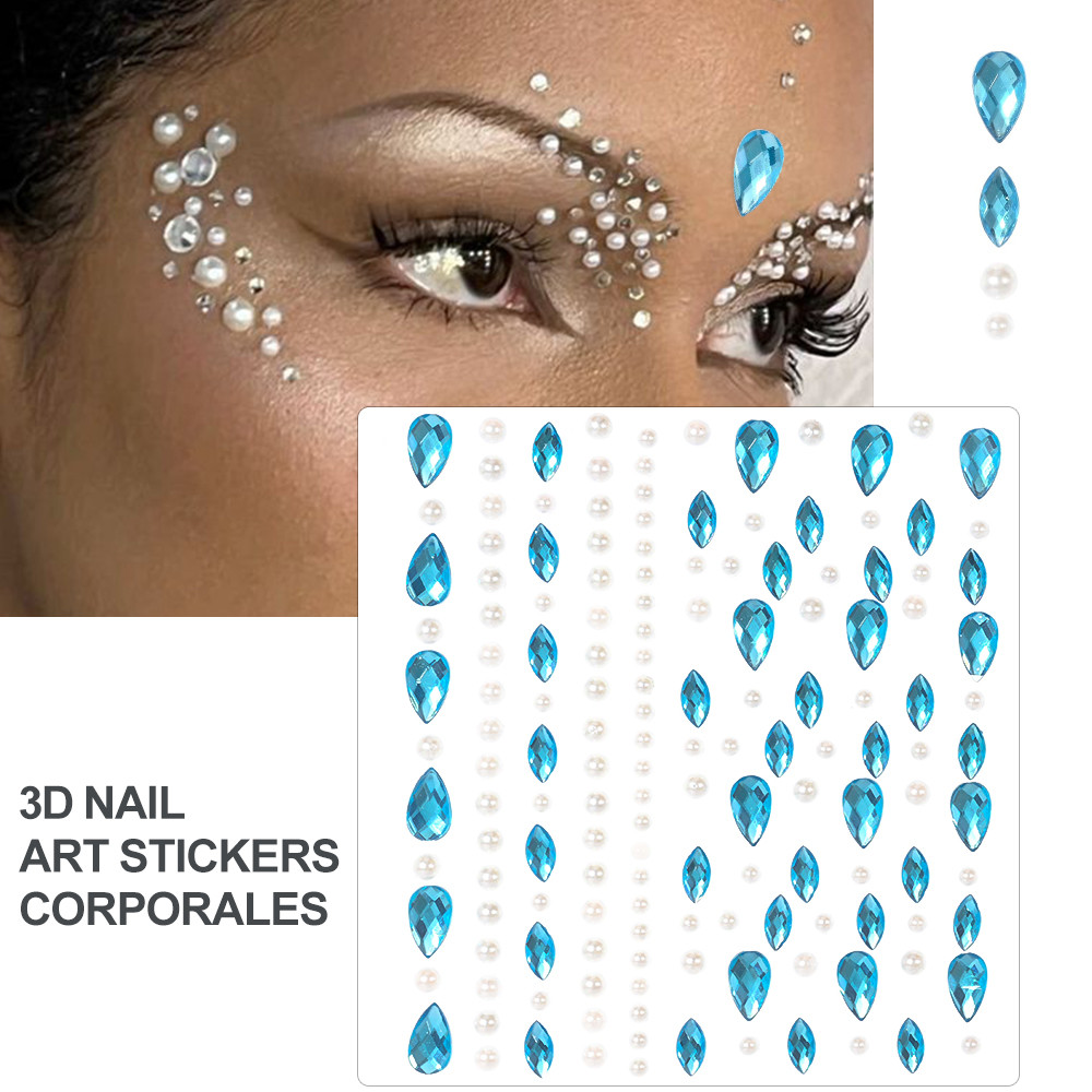 Face Pearls Stick On, Self Adhesive Pearl Stickers, Hair Rhinestones, Eyes Makeup Stickers