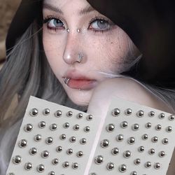 piercing lip piercing sticker, face diamonds glitter crystal 3d sticker temporary tattoo