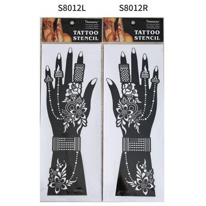 2Pcs Mehndi Hand Henna Tattoo Stencils, Reusable Painting Template, Art Sleeve, Temporary Tattoo, Wedding Bride Beauty
