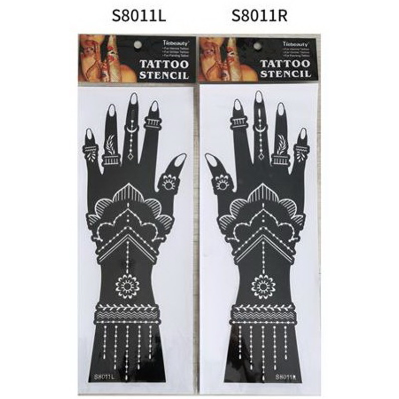 2Pcs Mehndi Hand Henna Tattoo Stencils, Reusable Painting Template, Art Sleeve, Temporary Tattoo, Wedding Bride Beauty