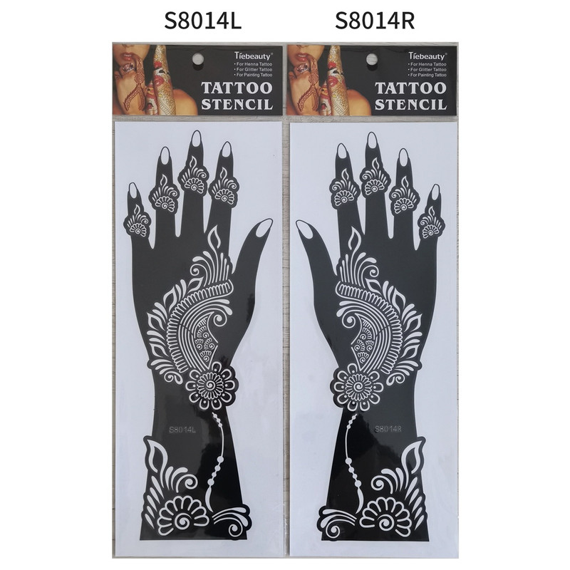 2Pcs Mehndi Hand Henna Tattoo Stencils, Reusable Painting Template, Art Sleeve, Temporary Tattoo, Wedding Bride Beauty