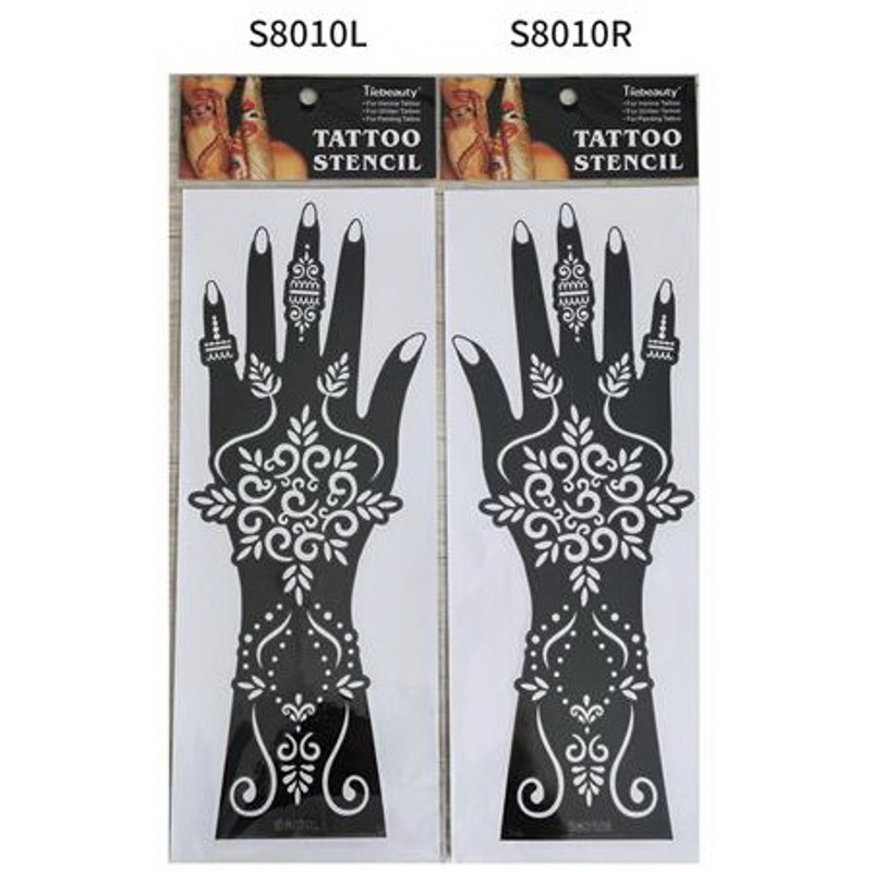 2Pcs Mehndi Hand Henna Tattoo Stencils, Reusable Painting Template, Art Sleeve, Temporary Tattoo, Wedding Bride Beauty