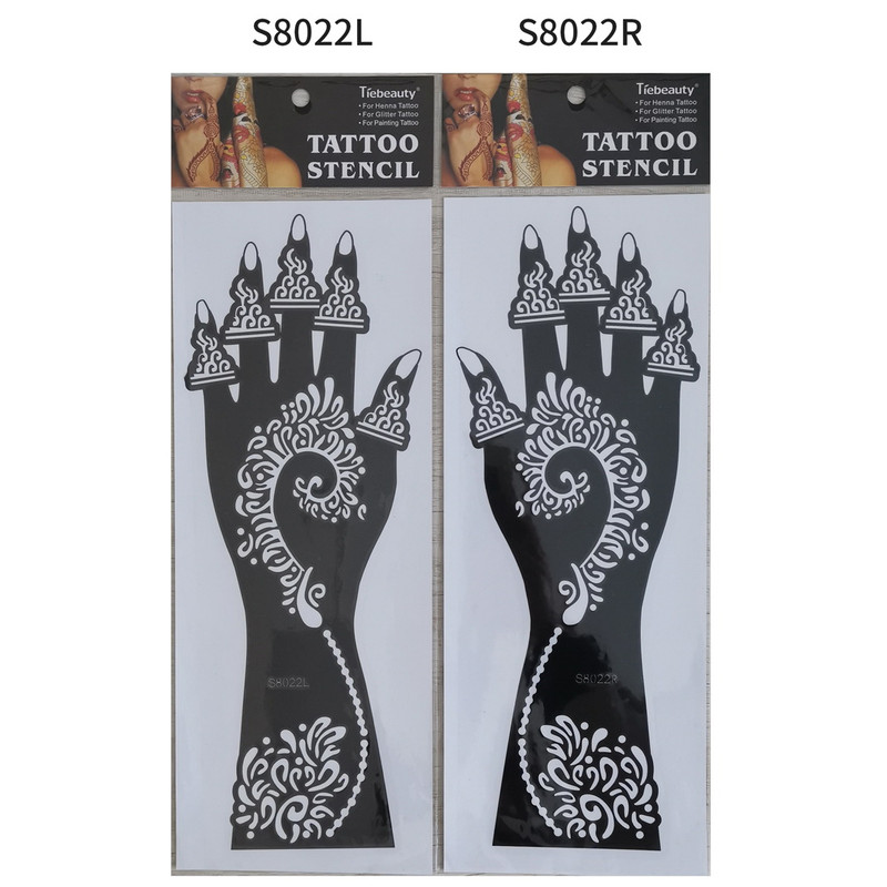 2Pcs Mehndi Hand Henna Tattoo Stencils, Reusable Painting Template, Art Sleeve, Temporary Tattoo, Wedding Bride Beauty