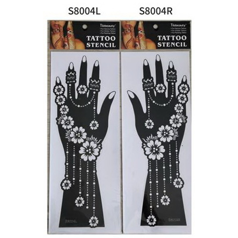 2Pcs Mehndi Hand Henna Tattoo Stencils, Reusable Painting Template, Art Sleeve, Temporary Tattoo, Wedding Bride Beauty