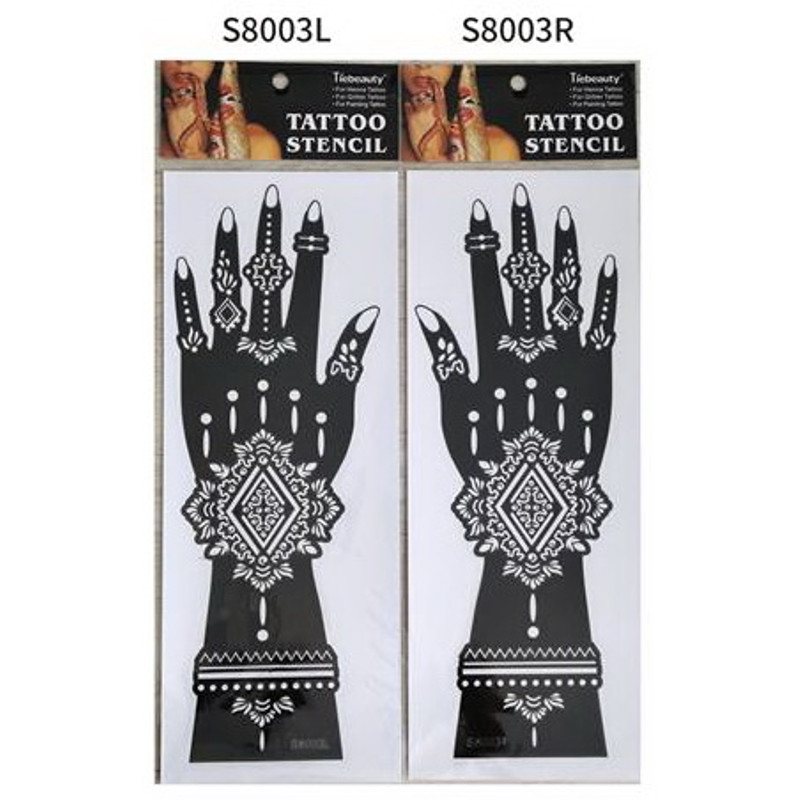 2Pcs Mehndi Hand Henna Tattoo Stencils, Reusable Painting Template, Art Sleeve, Temporary Tattoo, Wedding Bride Beauty