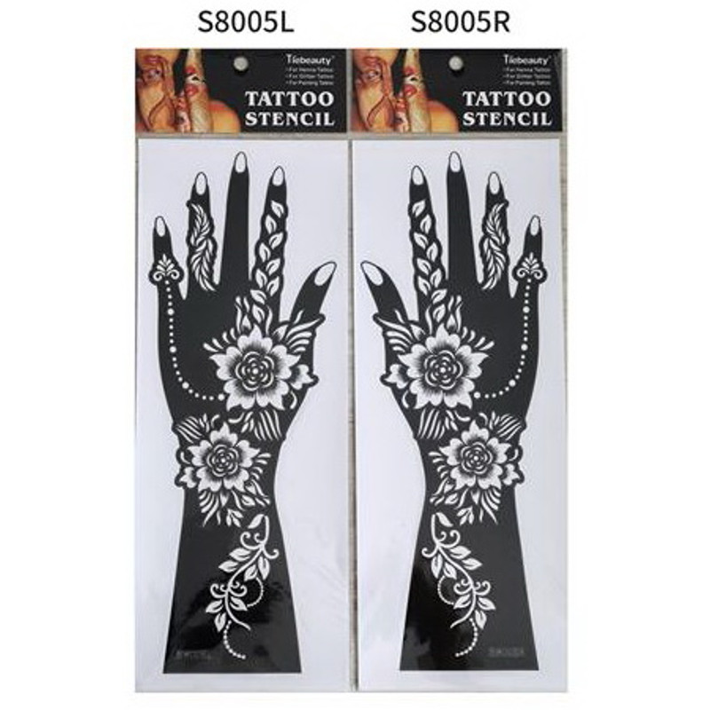 2Pcs Mehndi Hand Henna Tattoo Stencils, Reusable Painting Template, Art Sleeve, Temporary Tattoo, Wedding Bride Beauty