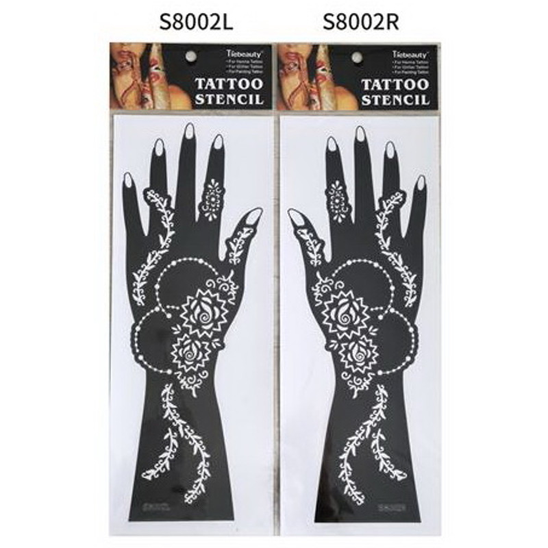 2Pcs Mehndi Hand Henna Tattoo Stencils, Reusable Painting Template, Art Sleeve, Temporary Tattoo, Wedding Bride Beauty