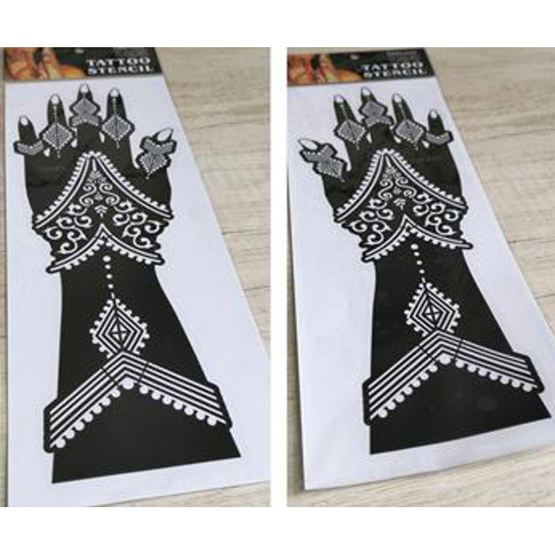 2Pcs Mehndi Hand Henna Tattoo Stencils, Reusable Painting Template, Art Sleeve, Temporary Tattoo, Wedding Bride Beauty