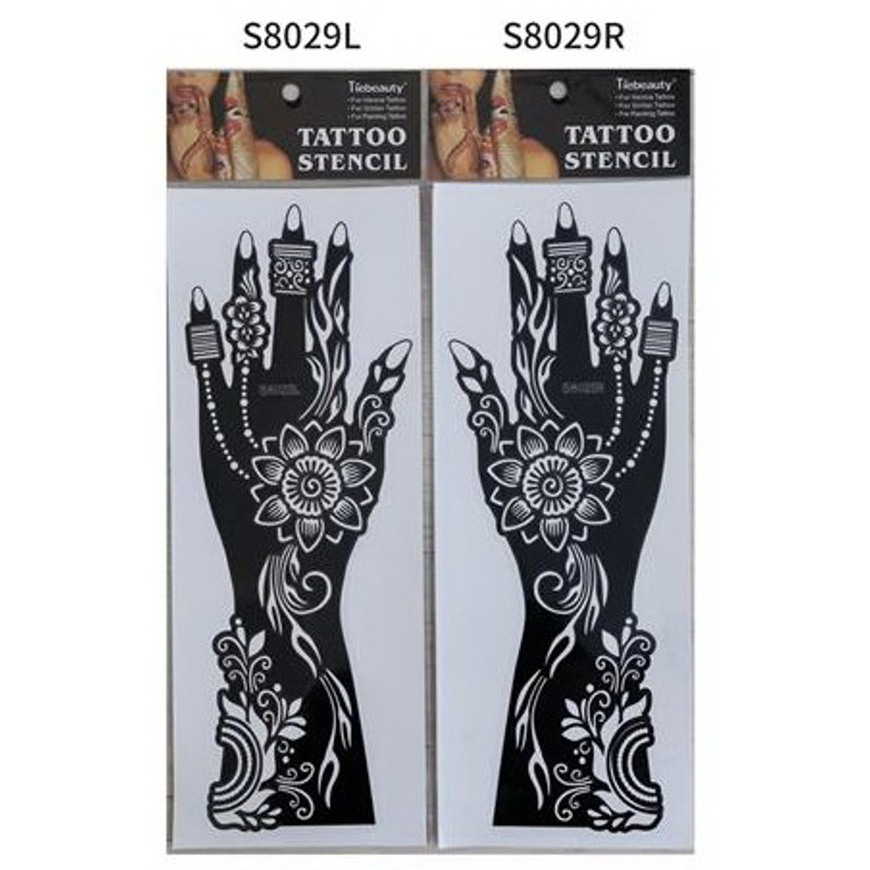 2Pcs Mehndi Hand Henna Tattoo Stencils, Reusable Painting Template, Art Sleeve, Temporary Tattoo, Wedding Bride Beauty