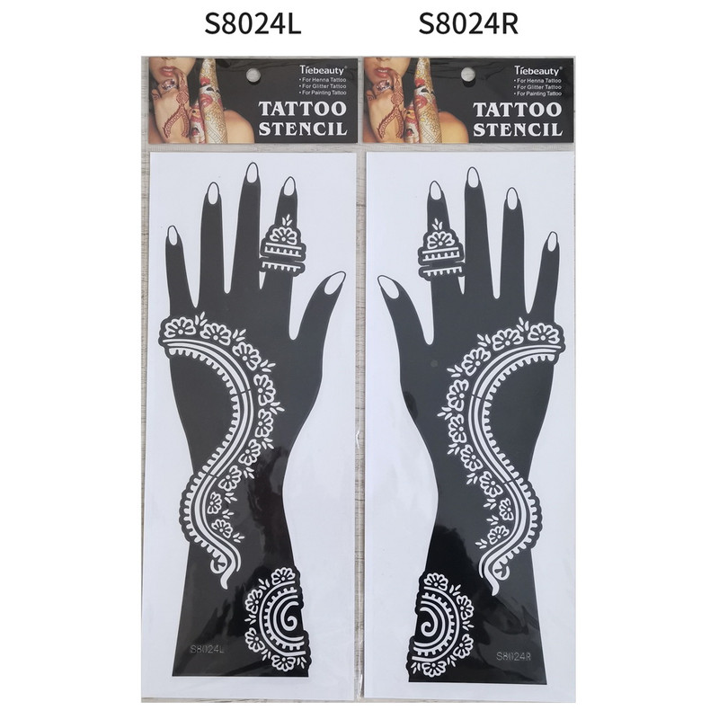 2Pcs Mehndi Hand Henna Tattoo Stencils, Reusable Painting Template, Art Sleeve, Temporary Tattoo, Wedding Bride Beauty