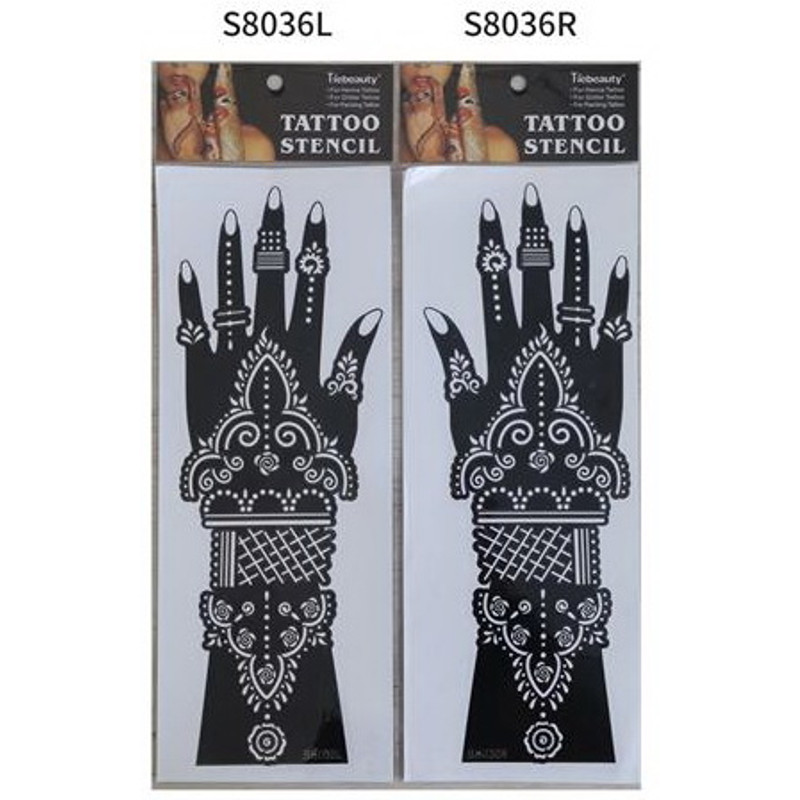 2Pcs Mehndi Hand Henna Tattoo Stencils, Reusable Painting Template, Art Sleeve, Temporary Tattoo, Wedding Bride Beauty