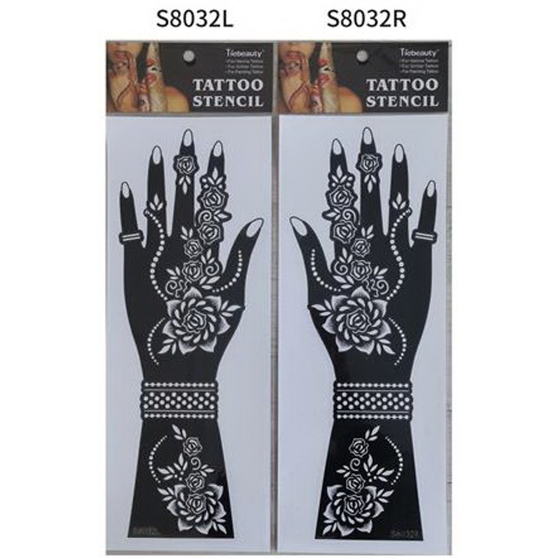 2Pcs Mehndi Hand Henna Tattoo Stencils, Reusable Painting Template, Art Sleeve, Temporary Tattoo, Wedding Bride Beauty