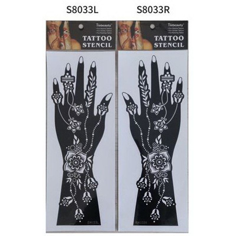 2Pcs Mehndi Hand Henna Tattoo Stencils, Reusable Painting Template, Art Sleeve, Temporary Tattoo, Wedding Bride Beauty