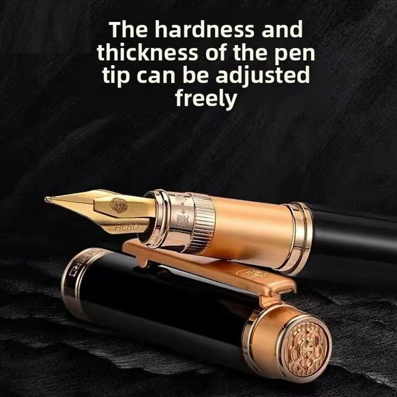 Hero 1086 Bright Black Gold Iridium Pen Gift Box Business Office Calligraphy Practice 1